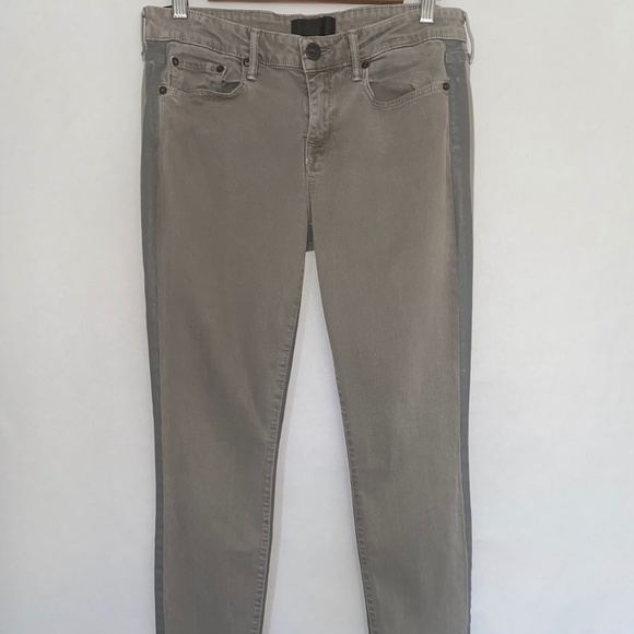 Vince Dylan Skinny Mid Rise Metallic Silver Tux Side Stripe Gray Jeans 28 EUC - Picture 4 of 10